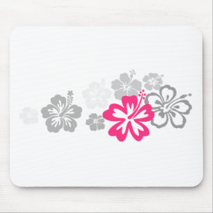 Grey and Pink Hibiscus designs Mouse Pad