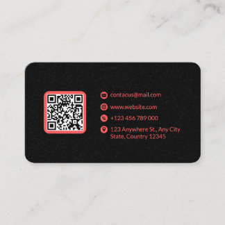 Grey and Pink Minimalist QR Code Business Card