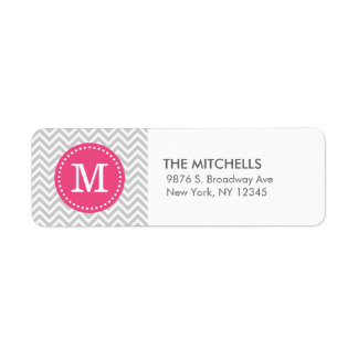 Grey and Pink Modern Chevron Custom Monogram