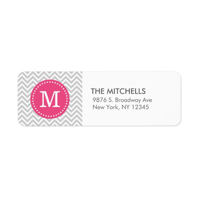 Grey and Pink Modern Chevron Custom Monogram (Front)