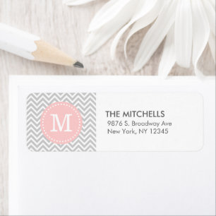Grey and Pink Modern Chevron Custom Monogram