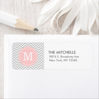 Grey and Pink Modern Chevron Custom Monogram
