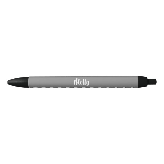Grey and pink pig pattern black ink pen (Front)
