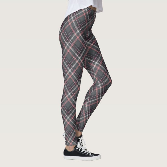 Grey and Pink Plaid Leggings (Right)