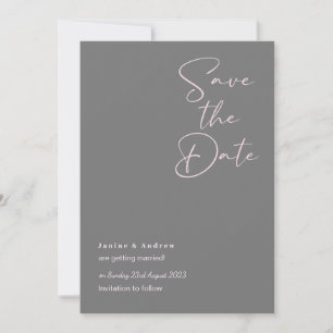 Grey and pink save the date cards wedding