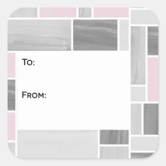 Grey and Pink Stained Glass Gift Tag Stickers