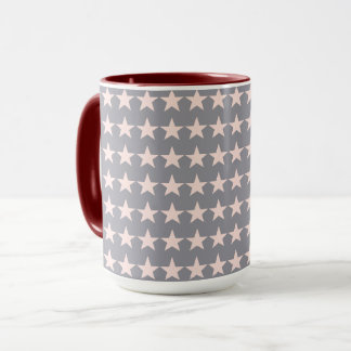 Grey and Pink Stars Pattern Mug