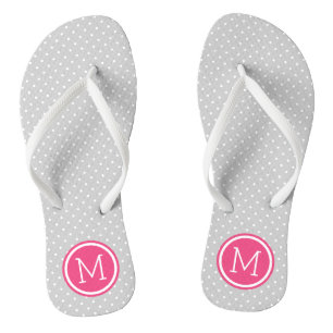 Grey and Pink Tiny Dots Monogram Jandals