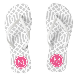 Grey and Pink Trellis Monogram Jandals