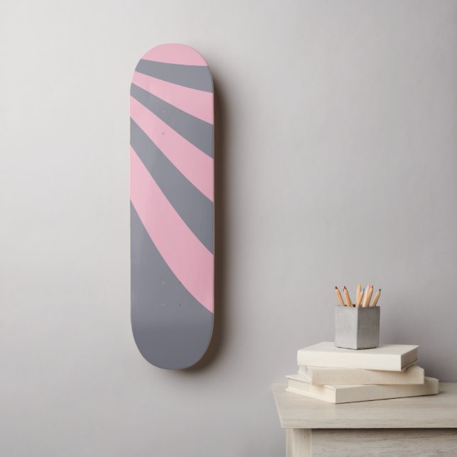 Grey and Pink Wave Skateboard (Wall Art)