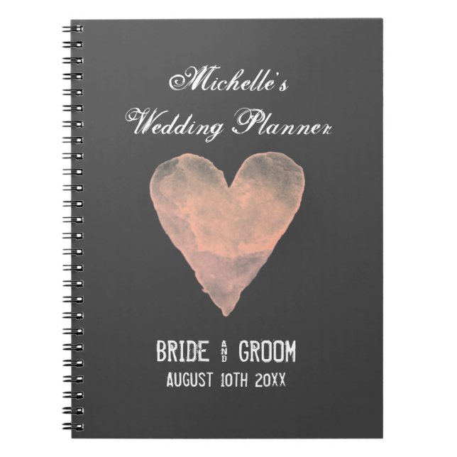 Grey and pink wedding planner organiser notebook (Front)