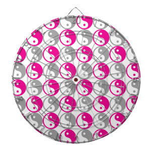 Grey and pink yin yang pattern dartboard