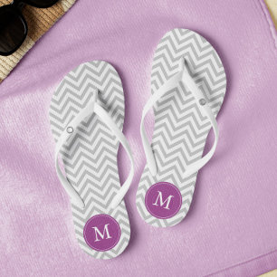 Grey and Purple Chevrons Monogrammed Jandals