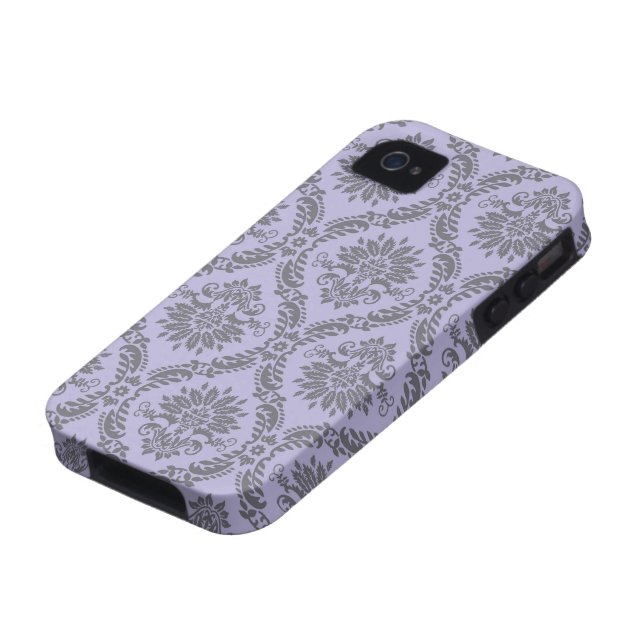 grey and purple damask Case-Mate iPhone case (Bottom)