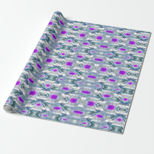 Grey and purple flowers pattern wrapping paper