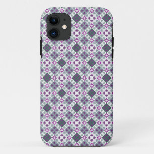 Grey and purple modern geometric pattern fabric iPhone 11 case