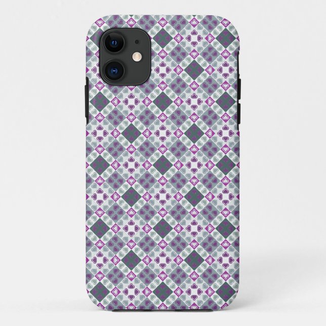 Grey and purple modern geometric pattern fabric Case-Mate iPhone case (Back)