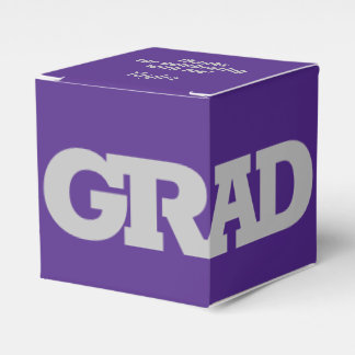 Grey and Purple School Colours Graduation Party Favour Box