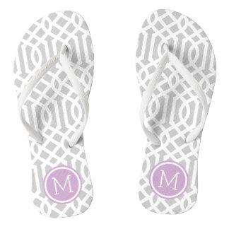 Grey and Purple Trellis Monogram Jandals