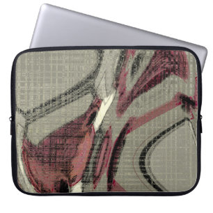 Grey and Red Abstract Art Laptop Sleeve