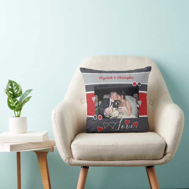 Grey and red anniversary with photo cushion (Chair)
