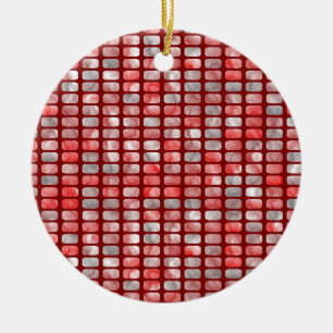 Grey and red blocks ceramic tree decoration