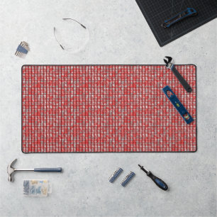 Grey and red textured blocks desk mat