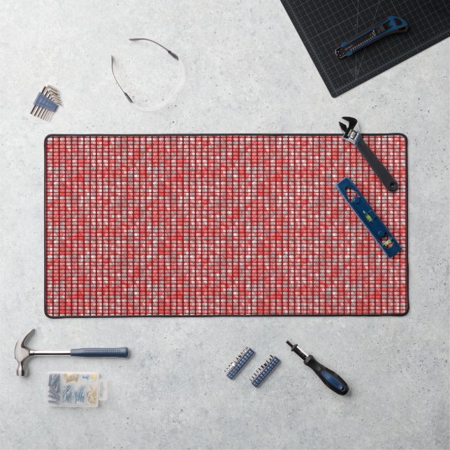 Grey and red textured blocks desk mat (Workstation)