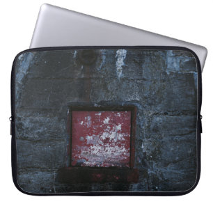 Grey and red wall-mount shelf laptop sleeve
