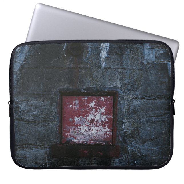 Grey and red wall-mount shelf laptop sleeve (Front)