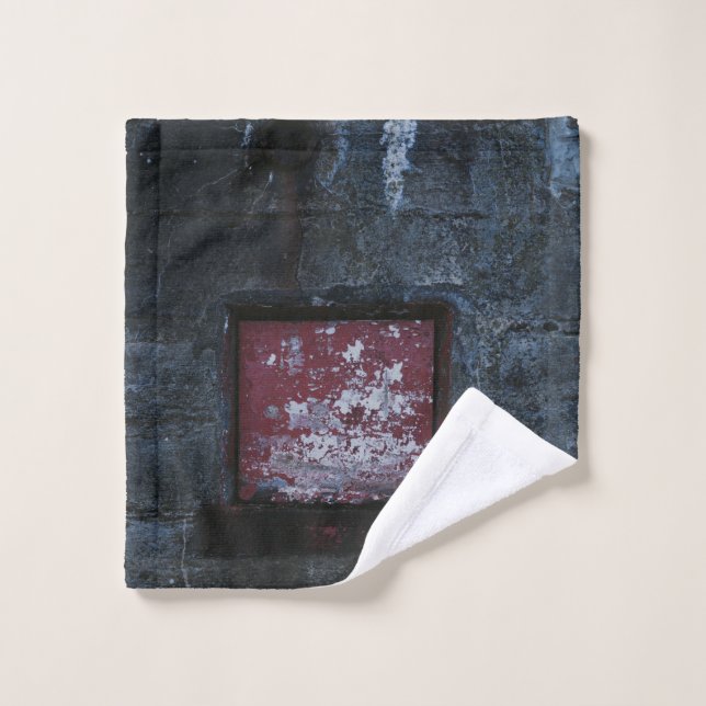Grey and red wall-mount shelf wash cloth (Wash Cloth)