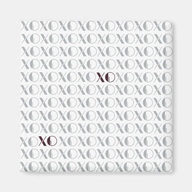 Grey and Red XOXO Magnet (Front)