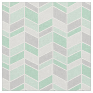 Grey and Seafoam Herringbone Chevron Fabric