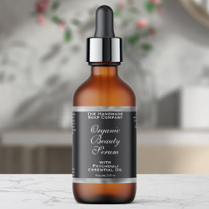 Grey and Silver Cosmetics Dropper Bottle Label
