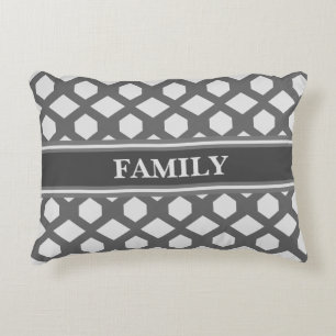 Grey and Silver Geometric Pattern Decorative Cushion