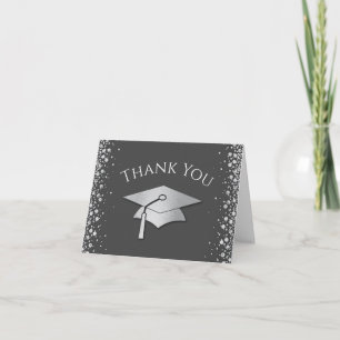 Grey and Silver Graduation Thank You Card