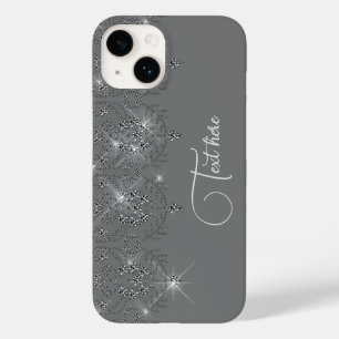 Grey and silver lace elegant sparkle diamond  Case-Mate iPhone 14 case
