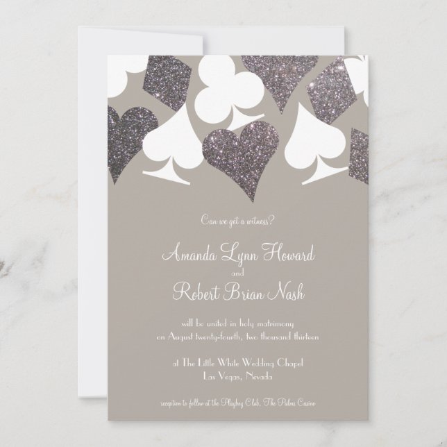 Grey and Silver Las Vegas Wedding Invitation (Front)