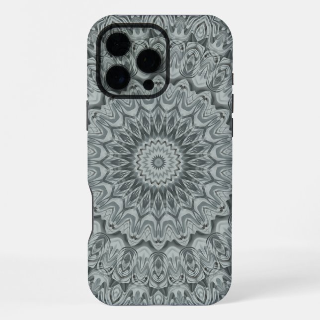 Grey and Silver Mandala Pattern Design iPhone Case (Back)