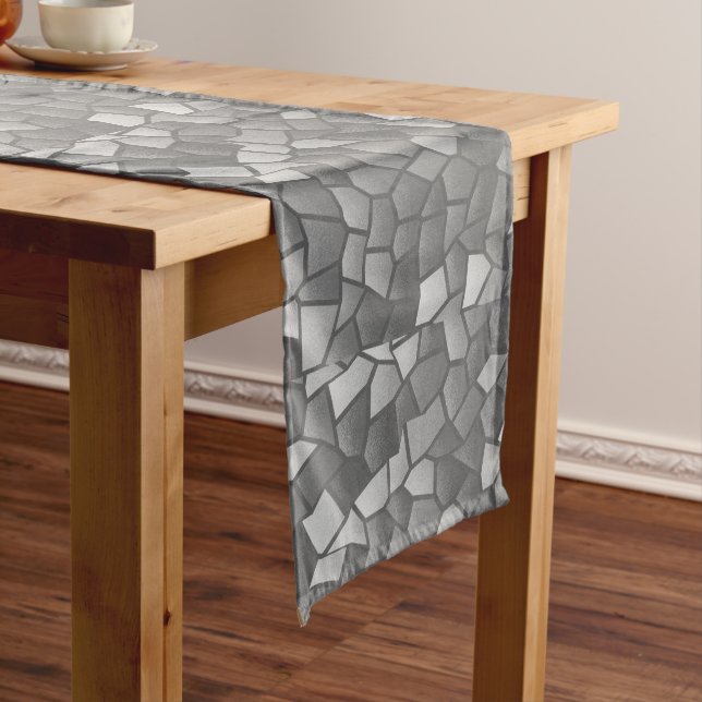 Grey and Silver Mosaic Table Runner (In Situ)