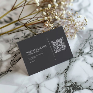 Grey and silver QR code business card