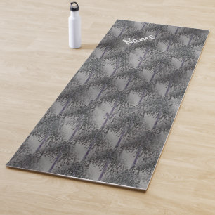 Grey And Silver Tree Abstract Pattern Personalised Yoga Mat