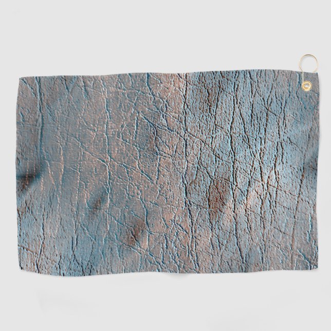 Grey and tan leather stained with some satin hue  golf towel (Horizontal)