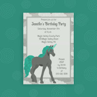 Grey and Teal Unicorn Personalised