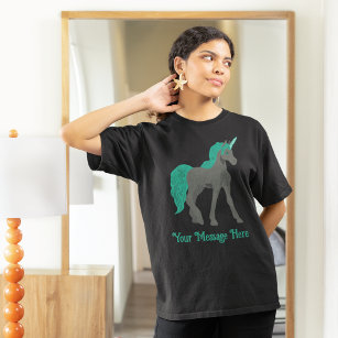 Grey and Teal Unicorn Personalised T-Shirt