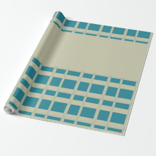Grey and turquoise blocks wrapping paper