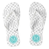 Grey and Turquoise Trellis Monogram Jandals (Footbed)