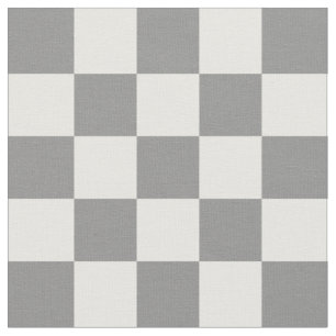 Grey and White 1 Inch Checks Chequerboard Fabric