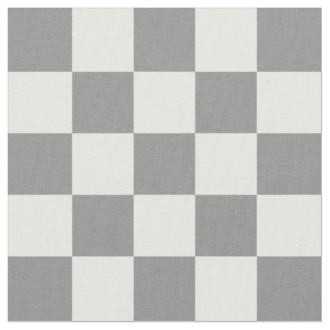 Grey and White 1 Inch Checks Chequerboard Fabric (Close Up)