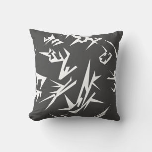 Grey And White Abstract Art Cushion Pillow